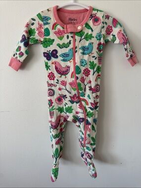 Hatley Cream Footed One-Piece with Pink & Multi Bird Print
